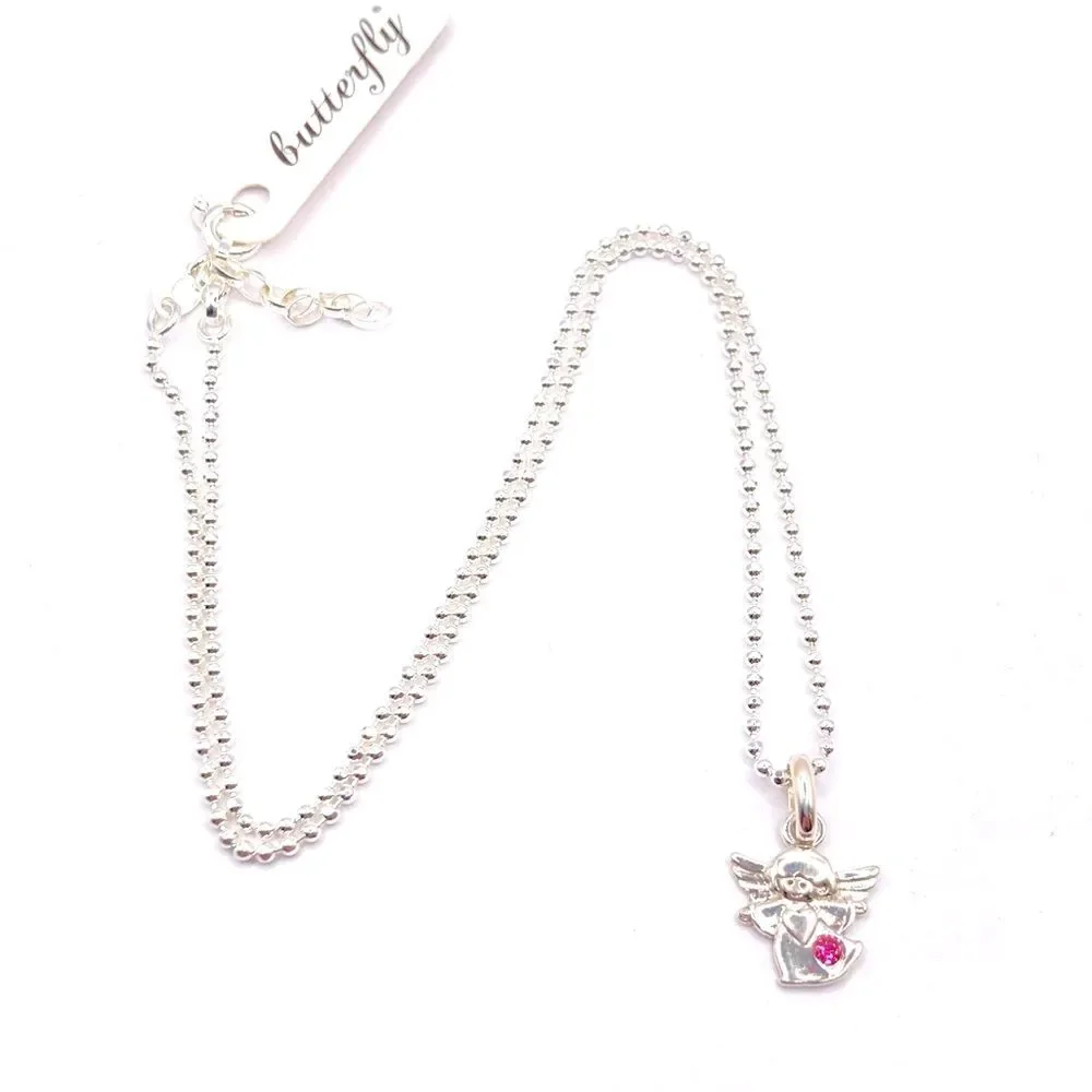 925 Sterling Silver Butterfly Angel Pendant Necklace